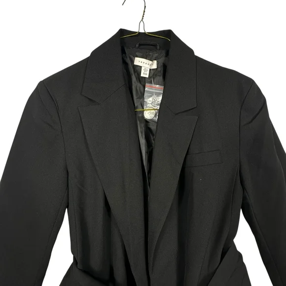 Topshop Womens Black Belted Blazer Size 8 - Picture 2 of 7